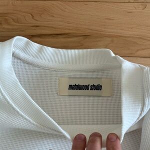 Metalwood Studio White Waffle Knit Top